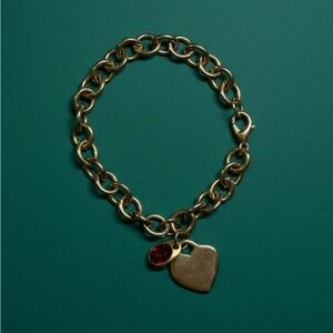 Vintage Gold Heart Charm Bracelet